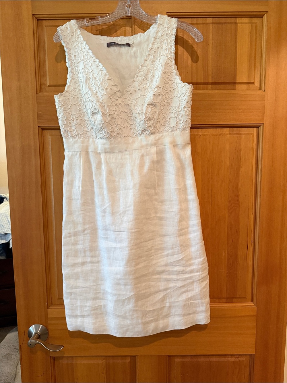 Boden White Sleeveless Mini Dress with Floral Lace Bodice